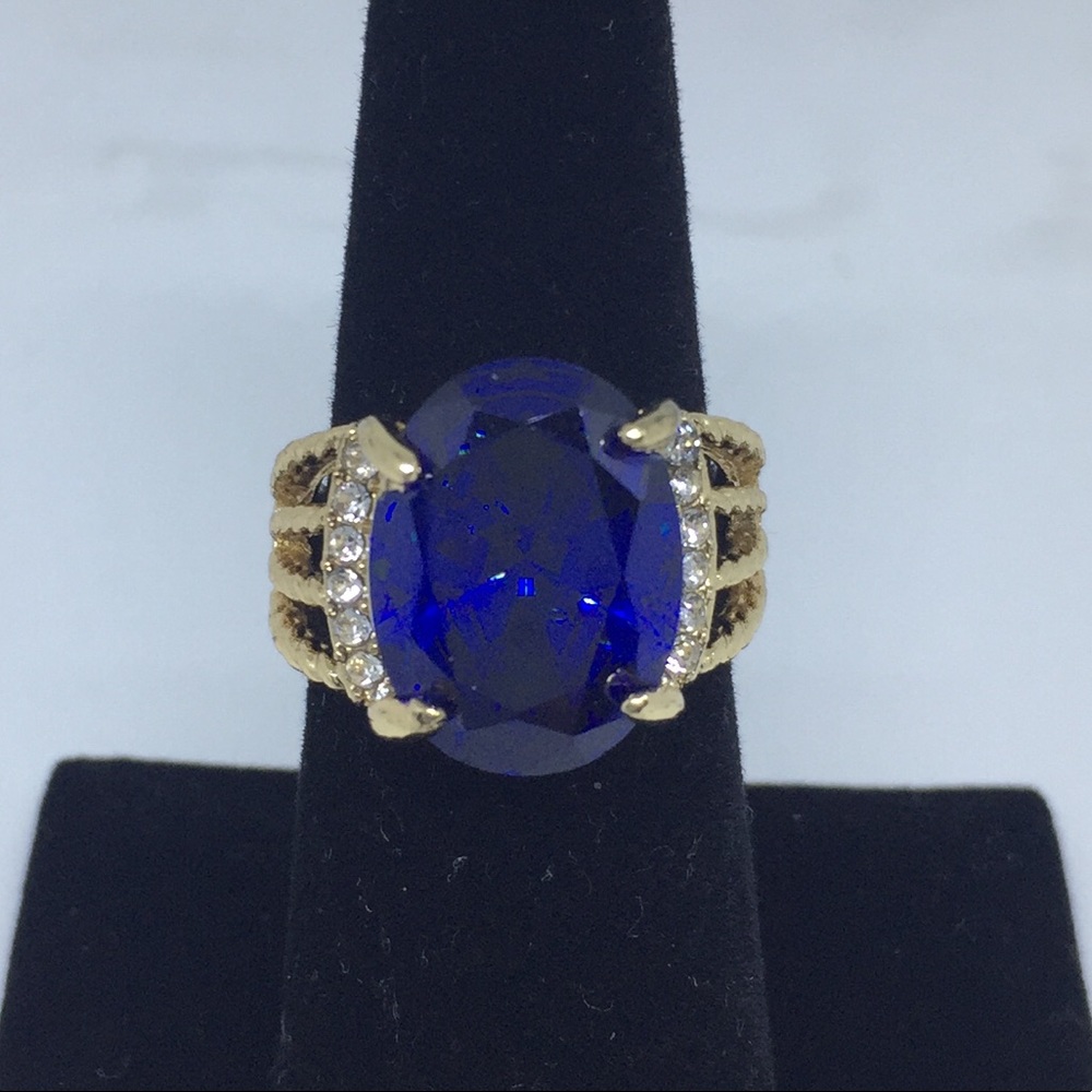 Blue Gold Plated Ladies Ring
